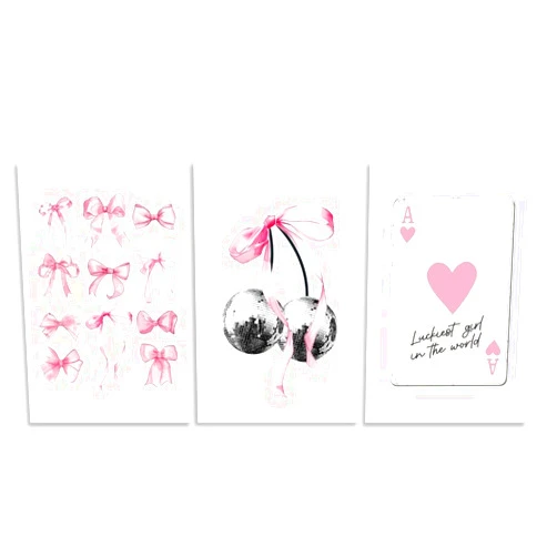 Artellix Pink Bows Coquette Posters Set of 3,Trendy Disco Ribbon Ball Wall Art,Preppy Coastal Room Canvas Prints,Girly Bedroom Decor Office Classroom Home Aesthetic 12x18inch Unframed