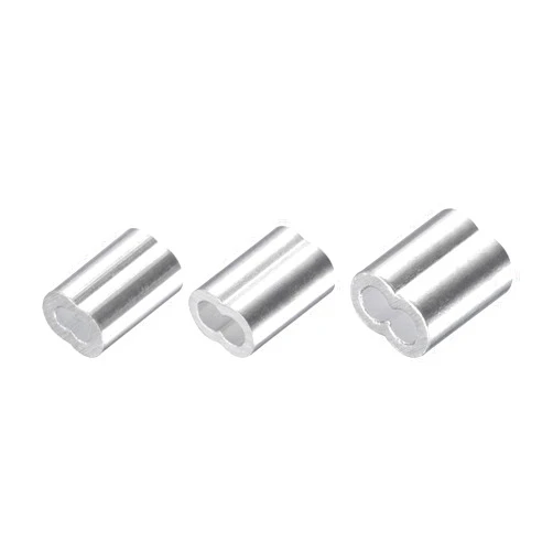 uxcell Wire Rope Aluminum Crimping Loop Sleeve Assortment Kit for 1.5/1.8/2mm Dia., Cable Crimp Double Hole Ferrule Clip Fittings 30 Set