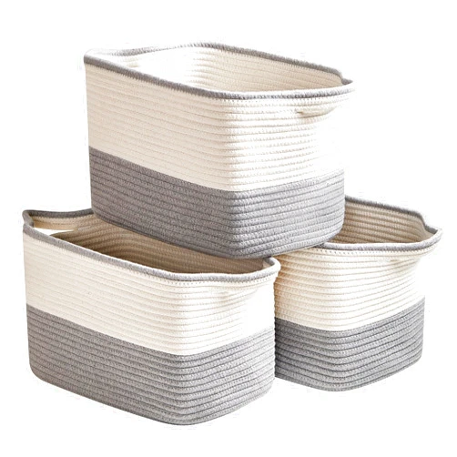 R RUNKA Cotton Rope Storage Basket Set of 3 (15