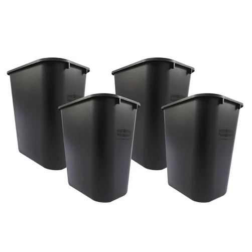 Rubbermaid Commercial Products 28QT/7 GAL Wastebasket Trash Container, for Home/Office/Under Desk, Black (FG295600BLA) (Pack of 4)