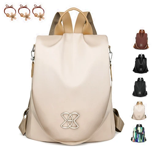 Generic Anti-Theft Large Capacity Backpack, Oxford Cloth Backpack, Shoulder Bag for Women, Lightweight Bishe Bag (Off-White)