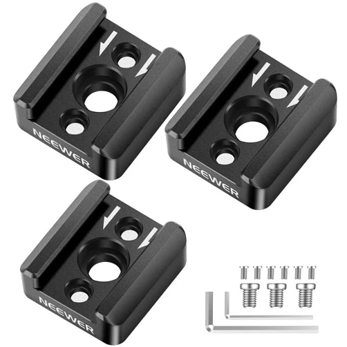 NEEWER 3 Pack Cold Shoe Mount Adapter, Cold Shoe Bracket with 1/4