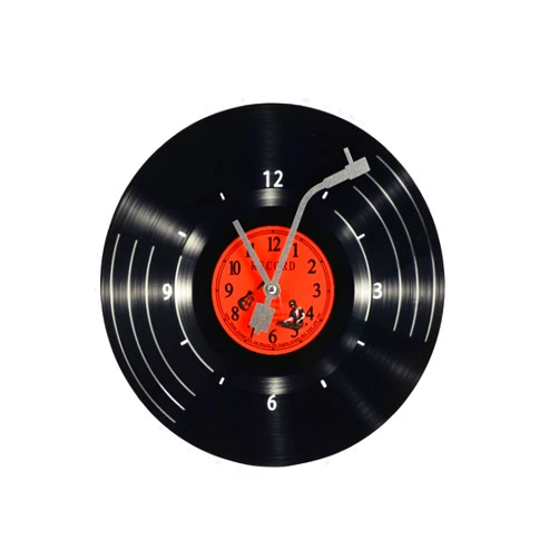 Sveudvdis 12 inch Wall Clock Classic Music Record Disco Wall Clock Battery Operated Silent Non Ticking Clocks for Living Room Decor (White Pointer)