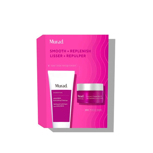 Murad Smooth & Replenish Value Set - 2-Piece Full-Size Set $117 Value - AHA/BHA Cleanser & Water Gel Moisturizer