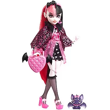 Monster High Doll, Draculaura with Accessories and Pet Bat, Posable Fashion Doll with Pink and Black Hair