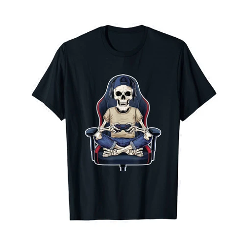 Gaming Vintage Halloween Graphic Artwork Gaming Skeleton Halloween Funny Gamer Game over T-Shirt
