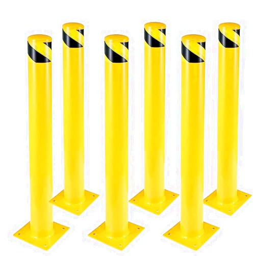 Yzbao Safety Bollards Post 36 inch, Yellow Powder Coated with Free Anchor Bolts, Removable Steel Driveway Barrier for Traffic Sensitive Area(6pcs)