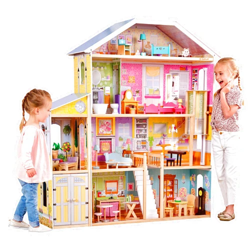 KidKraft Majestic Mansion Wooden Dollhouse with 34-Piece Accessories, Working Elevator and Garage, Gift for Ages 3+