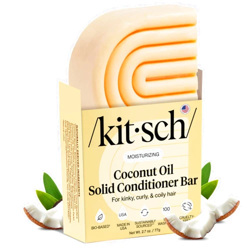 Kitsch Coconut Oil Conditioner Bar - Hair Conditioner For Women and Men - Deep Moisturizing, Nourishes, Hydrate & Soften Damaged Dry Hair - Silicone, Paraben & Sulfate Free - 2.7 oz