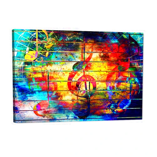 Yatsen Bridge - Graffiti Music Notes Wall Art Colorful Melody Canvas Print Abstract Artwork Modern Home Decor for Living Room Bedroom Stretched and Framed Ready to Hang - 18x12 inch