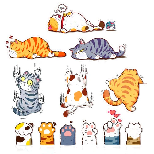 GTOTd Cute Cat Car Sticker Decal（12 Pcs） Funny Cartoon Cat Gifts Merch Party Supplies Bumper Decal Decor for Car Truck Wall Window Laptop Snowboard