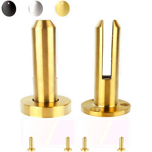 Foxwake 304 Stainless Steel Spigots for Tempered Glass 10mm 12mm 1/2in 3/8in, Gold Glass Railing Clamps, Railing Post, Mounting Clip for Pool Fence Floor Deck Balcony Stairs(2pcs)