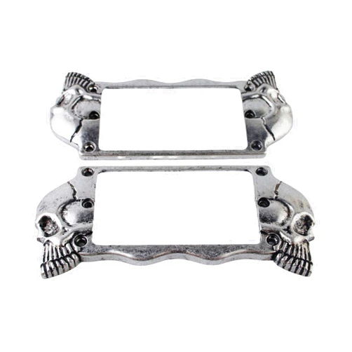 Guyker Flat Metal Humbucker Pickup Mounting Ring Set - Bridge Neck Pickups Cover Frame Replacement Part for Electric Guitar or Precision Bass(2PCS, Antique Silver)