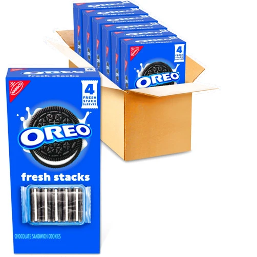 OREO Fresh Stacks Chocolate Sandwich Cookies, Bulk Travel Snacks, 6 Boxes (24 Multi Snack Packs)