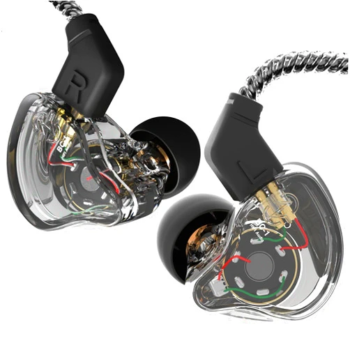 YINYOO CCZ Yinyoo Melody in Ear Monitors Earphones Headphones Wired Earbuds without Microphone IEM HIFI Bass with 1DD 1BA, Ear fins, 4N OFC Cable for Musicians, Singer, on Stage, Studio (no mic, clear black)