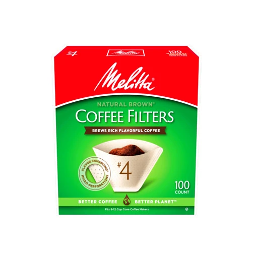 Melitta #4 Cone Coffee Filters, Unbleached Natural Brown, 100 Count (Pack of 6) 600 Total Filters Count - Packaging May Vary