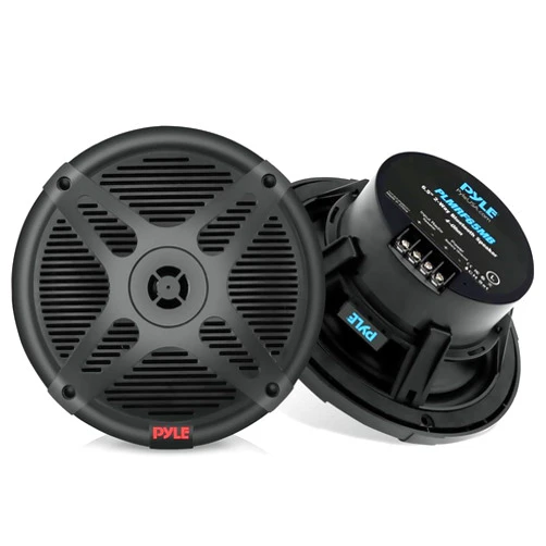Pyle Dual 6.5’’ Water-Resistant Marine Speakers - 2-way IP-X4 Weather Resistant Outdoor Audio Dual Stereo Sound System with 600 Watt Power and Low Profile Design - 1 Pair - Pyle PLMR652B (Black)