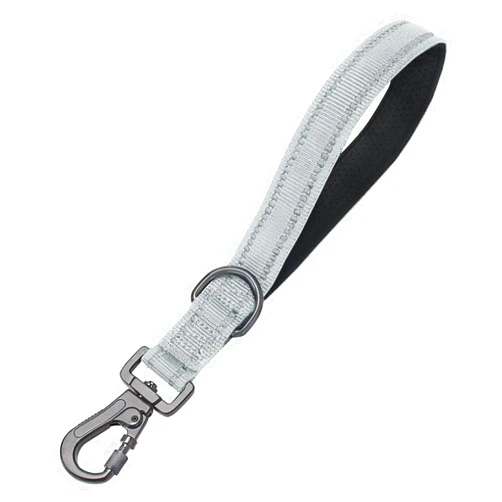 SAEGYPET 12” Short Dog Leash, Reflective Nylon Padded Handle, Heavy Duty Strong Traffic Leash with Carabiner Clip, Perfect for Large or Medium Dogs (Gray, 12 Inch)