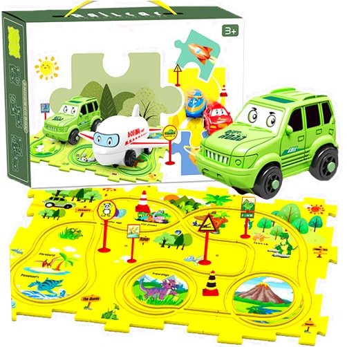 Generic Nukids - Nu Kids Puzzle Racer Kids Car Track Set, 2025 New Nukids Puzzle Racer Kids Car Track Set, Puzzle Racer Kids Car Track Set Melissa and Doug, Puzzle Racer Kids Car Track Set (Yellow)