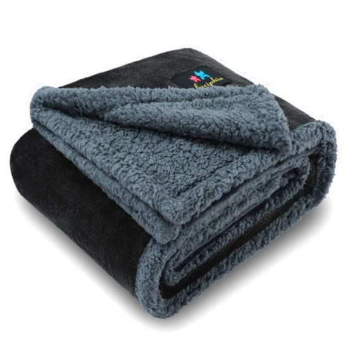 Luciphia Waterproof Blanket for Large Dogs Liquid Proof Furniture Protector Washable Pet Reversible Bed Cover for Couch Soft Sherpa Fleece Cat Blanket for Small Medium Grey Small（40