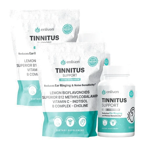 Enliven 2 pack Prescription Strength Tinnitus Relief, 1 Doctor Recommended Tinnitus Relief for Ringing Ears, Extra Strength Formula, Compare to Tinnitus 911 Ear Ringing Relief Formula, Lipo Flavonoid Tinnitus