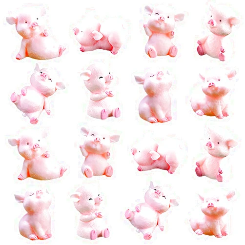 MAOMIA Miniature Pig Figurines,8 Pcs Cute Pink Piggy Toy Figures Toy Cake Toppers Decoration for Fairy Garden Car Party DIY Craft Project Decor