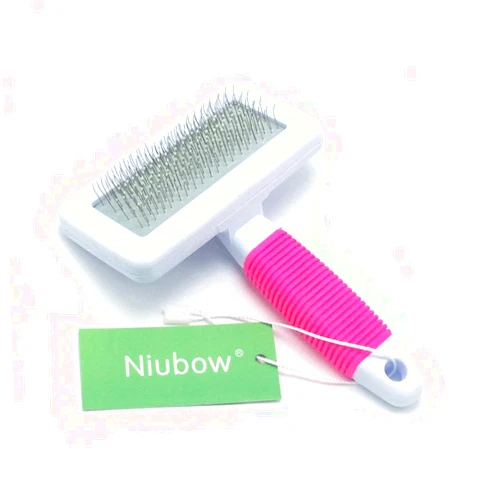 Niubow Professional Quality Pet Slicker Brush with Coated Pin Tips for Dogs & Cats - Gently Removes Mats & Loose Dead Hair Easily (Small, Pink)