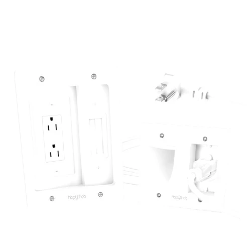 HAPYTHDA in Wall Cable Management Kit, Recessed Outlet for Wall Mount TV, Hide TV Power Cables & Low Voltage Wires Behind The Wall, in Wall Power Kit for Home & Office Theater Systerm, White