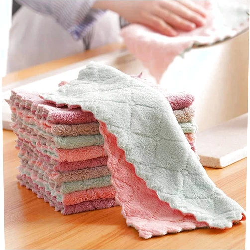 BASICGOLDYAO 10 Pack Soft Kitchen Dish Cloths,No Odor Kitchen Dish Towels Reusable Household Cleaning Cloths Dry Quickly Free Nonstick Oil