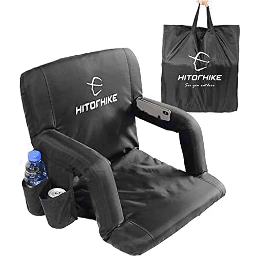 HITORHIKE Stadium Seat for Bleachers or Benches Portable Reclining Foldable Type Stadium Seat Chair with Padded Cushion Chair Back and Armrest Support