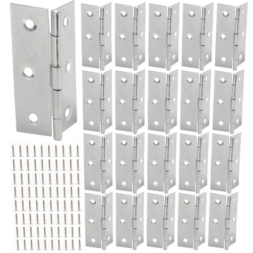 Luomorgo 20 Pack 3 Inch Mini Hinges Butt Hinges, Stainless Steel Cabinet Hinges, Small Folding Door Hinge for Wooden Box, Crafts (Silver)
