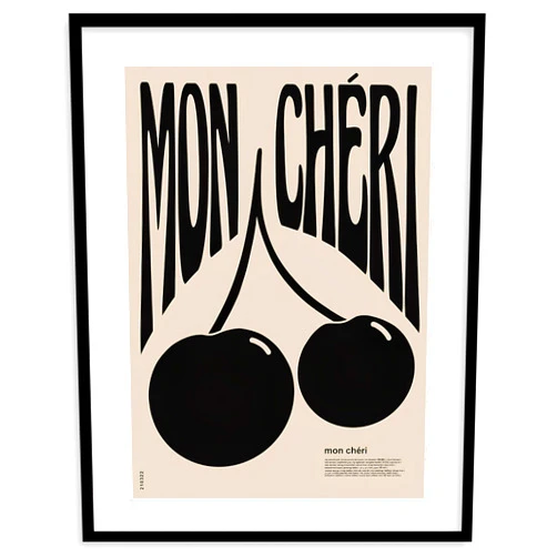 Vintbo Mon Cheri Black Tones Modern Minimalist Premium Giclee Fine Art Prints - Vintage Fashion Botanical Gallery Wall Art, Trendy Boho Aesthetic Poster for Home Decor, Ready to Frame