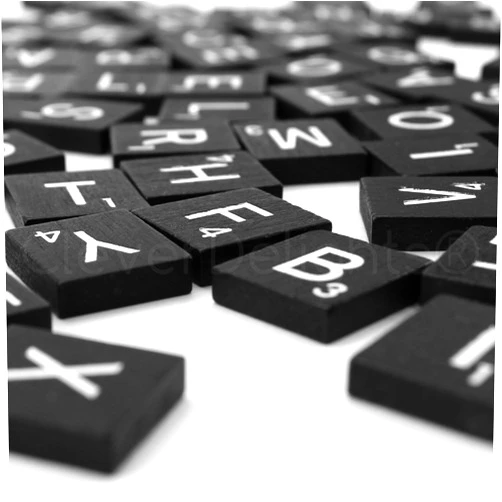 CleverDelights 100 Wood Letter Tiles - Black Color - Complete Set - Game Replacement Pieces