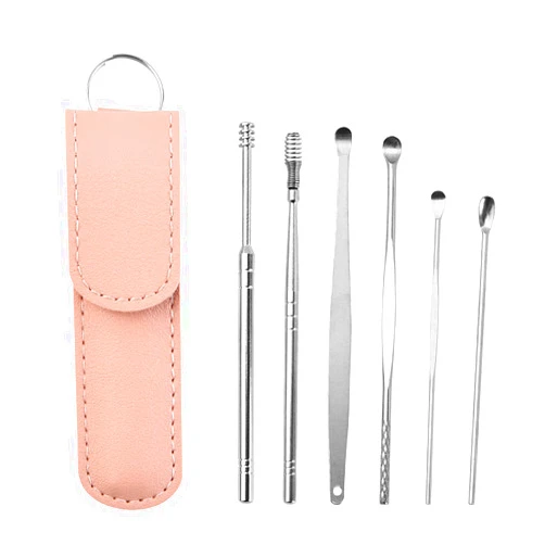 Cuticuter Spring Ear Wax Cleaner Tool Set - Portable Ear Wax Cleaning Kit, Stainless Steel Spade Ear Cleaning, Ear Wax Removal Kit for Ear Adult