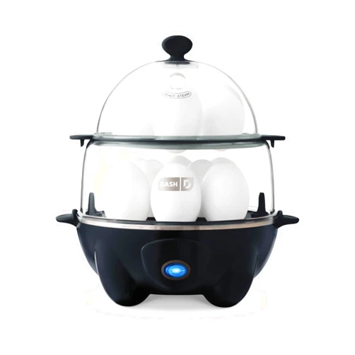 DASH Deluxe Rapid Egg Cooker for Hard Boiled, Poached, Scrambled Eggs, Omelets, Steamed Vegetables, Dumplings & More, 12 capacity, with Auto Shut Off Feature - Black