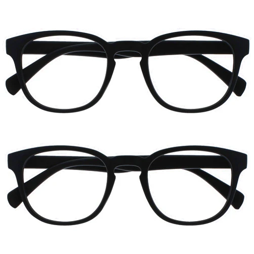 OPULIZE Pop 2 Pack Retro Round Smooth Matt Black Grey Mens Womens Reading Glasses Spring Hinges RR2-17