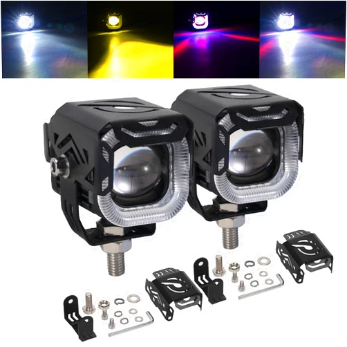 ANGU-OFFROAD ANGU OFFROAD 2 Inch Motorcycle Auxiliary LED Light Kit 80W Super Bright LED Pod Light 4 Modes Driving Spotlights White/Amber Fog Light IP68 Waterproof LED Offroad Light Work Light for Truck Pickup ATV