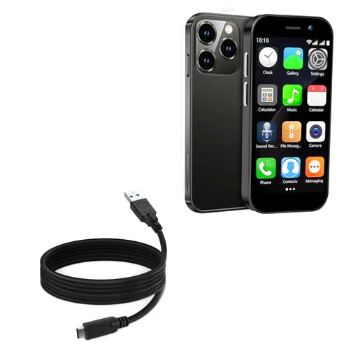 BoxWave Cable Compatible with Vibagary Mini Phone Unlocked Mini Smartphone for Kids (3 in) - DirectSync - USB 3.0 A to USB 3.1 Type C, USB C Charge and Sync Cable - 6ft - Black