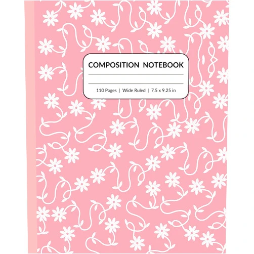 Fiona Wells Pink Floral Composition Notebook: Wide Ruled | 110 Pages | 7.5 x 9.25 | Perfect for Journaling, Note-Taking, and Writing