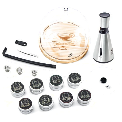 Wanvoapls Elegant Cocktail Smoker Kit - Complete Whiskey Drink Smoking Gun with 8 Flavors of Wood Chips, Dome, and Accessories, Adds Flavor to Food and Drinks, Infuser Kit for Indoor Outdoor Use