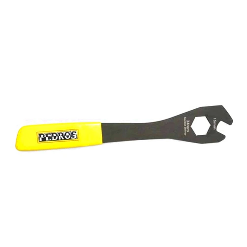 Pedro's Pro Travel Wrench 15 mm Pedal Wrench and 24 mm Socket Driver Unisex Adult, Black/Yellow, 15 mm