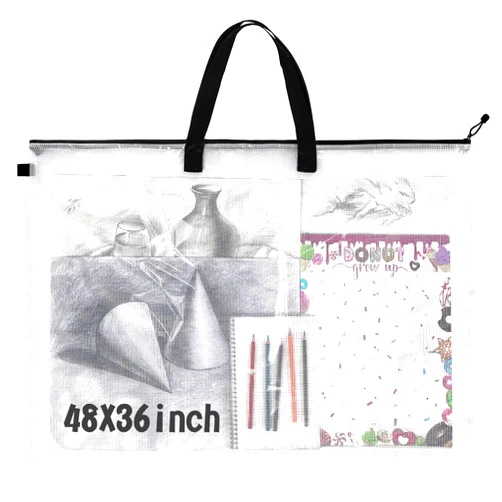 Tenceur 36 x 48 Inch Art Portfolio Case Large Art Portfolio Bag Folder Poster Storage Bag with Handle for Bulletin Board