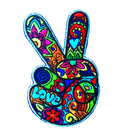 PatchClub Peace and Love Hand Fingers Patch Iron On/Sew On - Peace Sign Patch for Jacket, Jeans, Quilt, Tote Bag