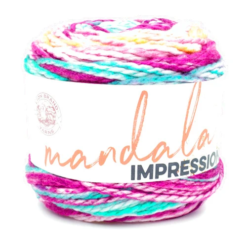 Lion Brand Yarn Mandala Impressions, Bulky Yarn, Sunset, 1 Pack