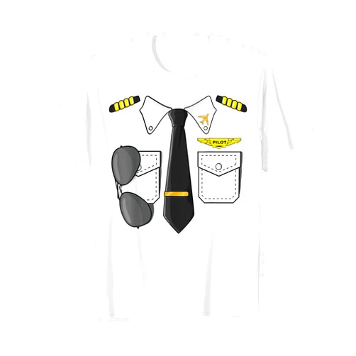 Halloween Kids Pilot Costume Airplane Airline Pilot Costume Kids Dress Up Halloween T-Shirt