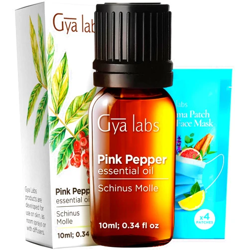 Gya Labs Pink Pepper Essential Oil for Skin - Pink Pepper Essential Oil Diffuser - Aromatherapy Oil Pepper Oil for Face,DIY,Candles & Massage - Crisp, Peppery & Spicy Scent - 100% Natural (0.34 Fl Oz)