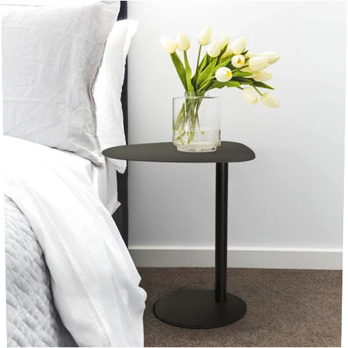 Lisuden C Table End Table,Tray Metal Sofa Side Table, Accent Coffee Table, Waterproof and Anti-Rust Outdoor&Indoor Snack Table, Black (Model A)