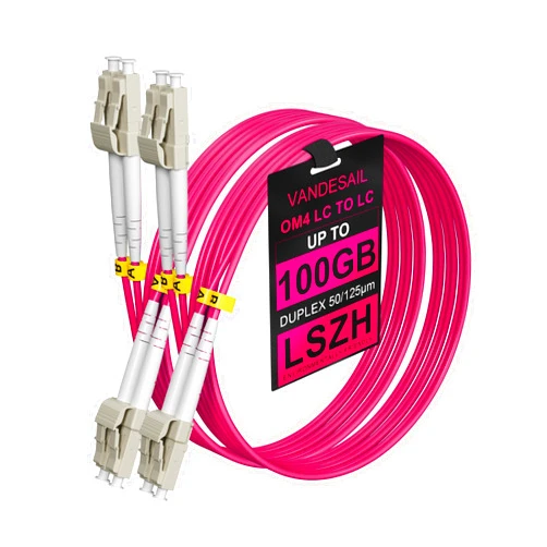 VANDESAIL 2 Pack LC to LC Fiber Patch Cable OM4 3FT/1M Multimode Duplex LC-LC Jumper Fiber Cable (OM3 and OM4) 40GB/100GB MMF 50/125µm LSZH Optical Patch Cable Series