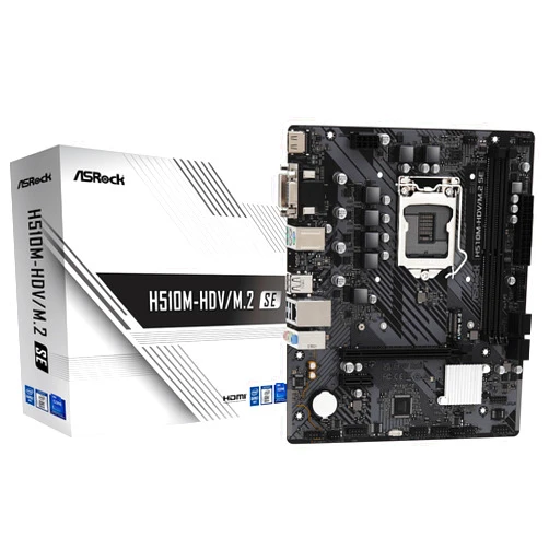 ASRock H510M-HDV/M.2 SE Motherboard DDR4 3200MHz HDMI, DVI-D, D-Sub 10th Gen Intel® Core™ 11th Gen Intel® Core™(LGA1200) 128Mb AMI UEFI, BIOS