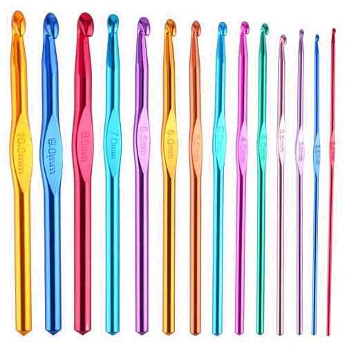 BCMRUN 14 pcs Multicolor Aluminum Crochet Hooks Knitting Needles Craft Yarn 2-10mm …